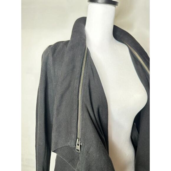 All Saints Dahlia Sweat Drape Front Cardigan Zip Sz Small Black Asymmetrical - Picture 7 of 11